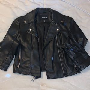 Express Cropped Faux Leather Jacket